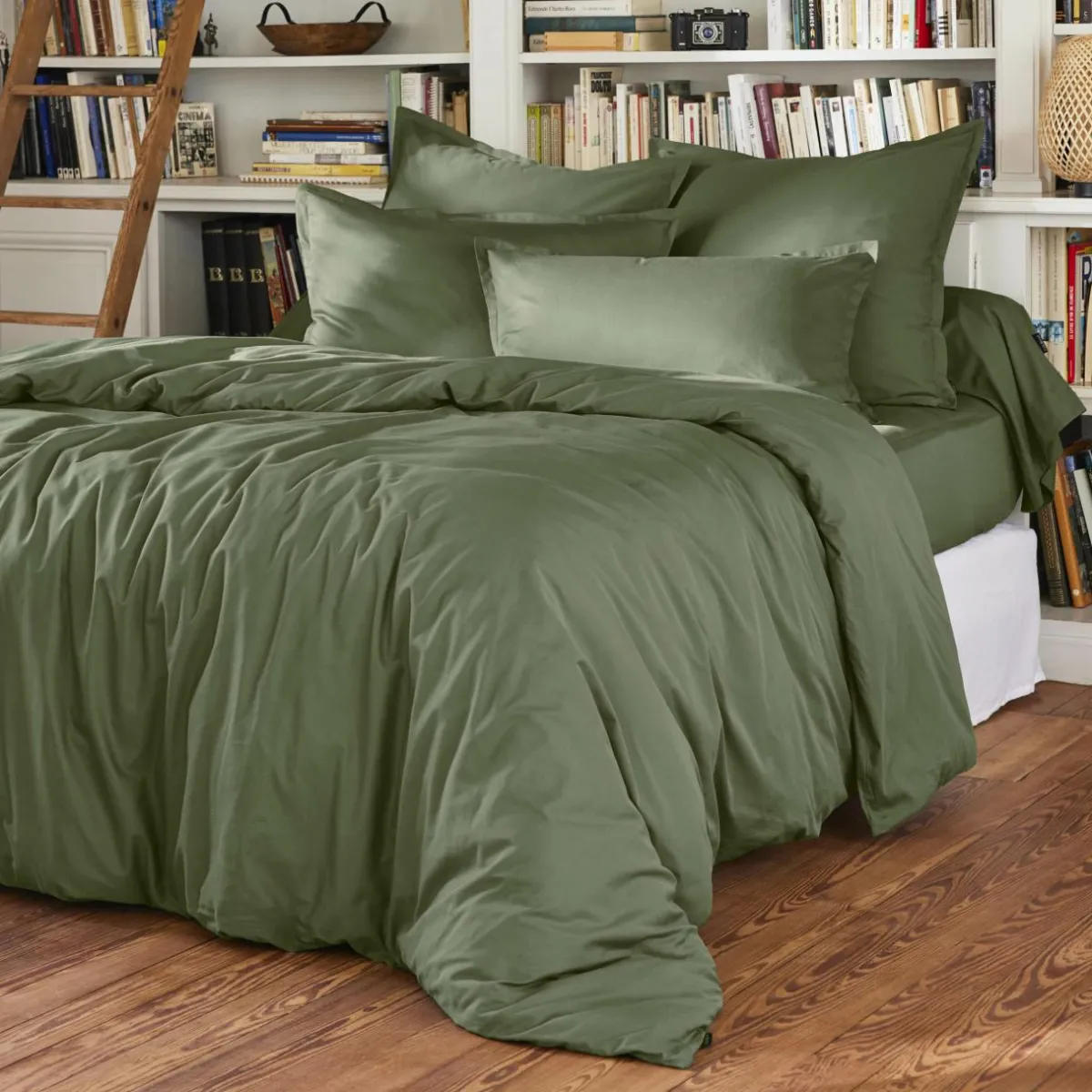 EMINZA Drap housse percale de coton (200 x 200 cm) Cali Vert romarin Online