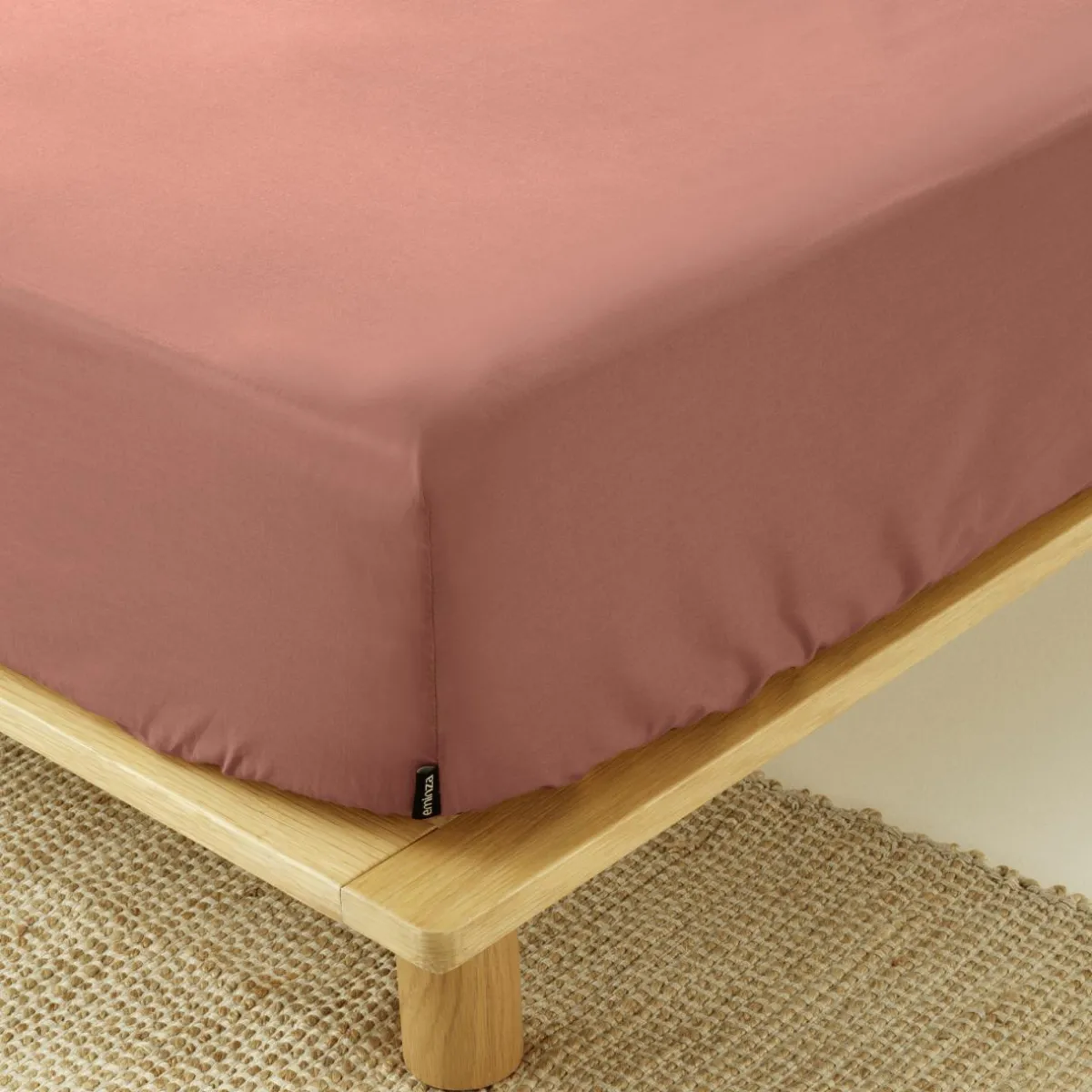 EMINZA Drap housse percale de coton (90 x 200 cm) Cali Bois de rose Rose clair Best