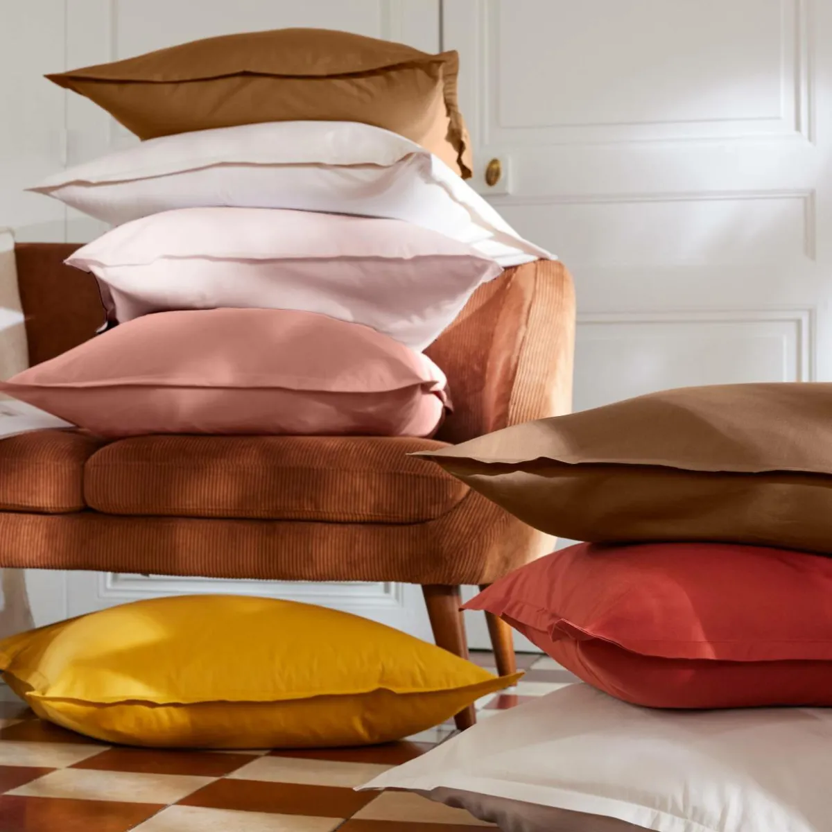EMINZA Drap housse percale de coton (140 x 190 cm) Cali Rose Pêche Online