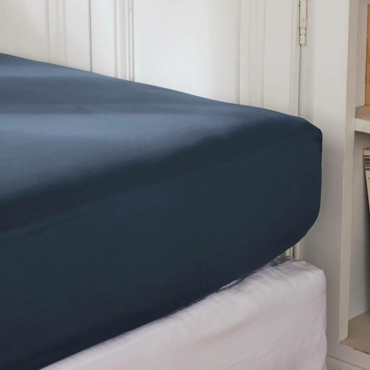 EMINZA Drap housse percale de coton (140 x 200 cm) Cali Bleu marine