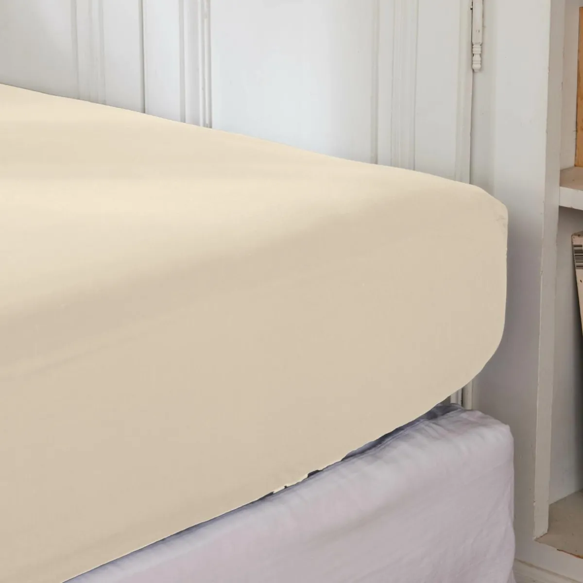 EMINZA Drap housse percale de coton (90 x 190 cm) Cali Beige Outlet