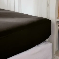 EMINZA Drap housse percale de coton (160 x 200 cm) Cali Noir Sale