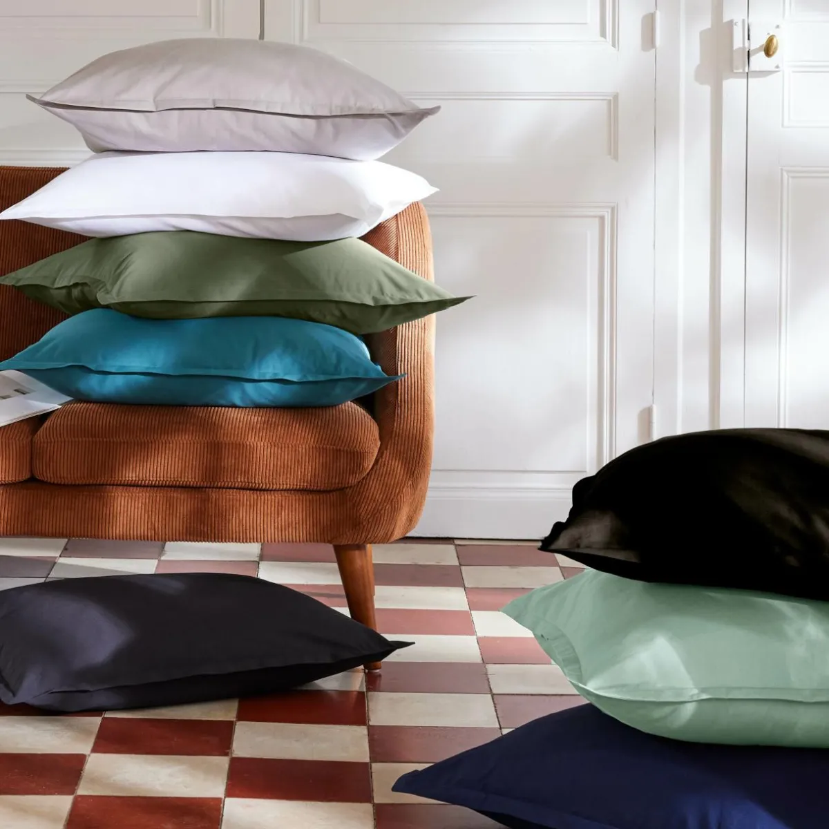 EMINZA Drap housse percale de coton (140 x 200 cm) Cali Noir Online