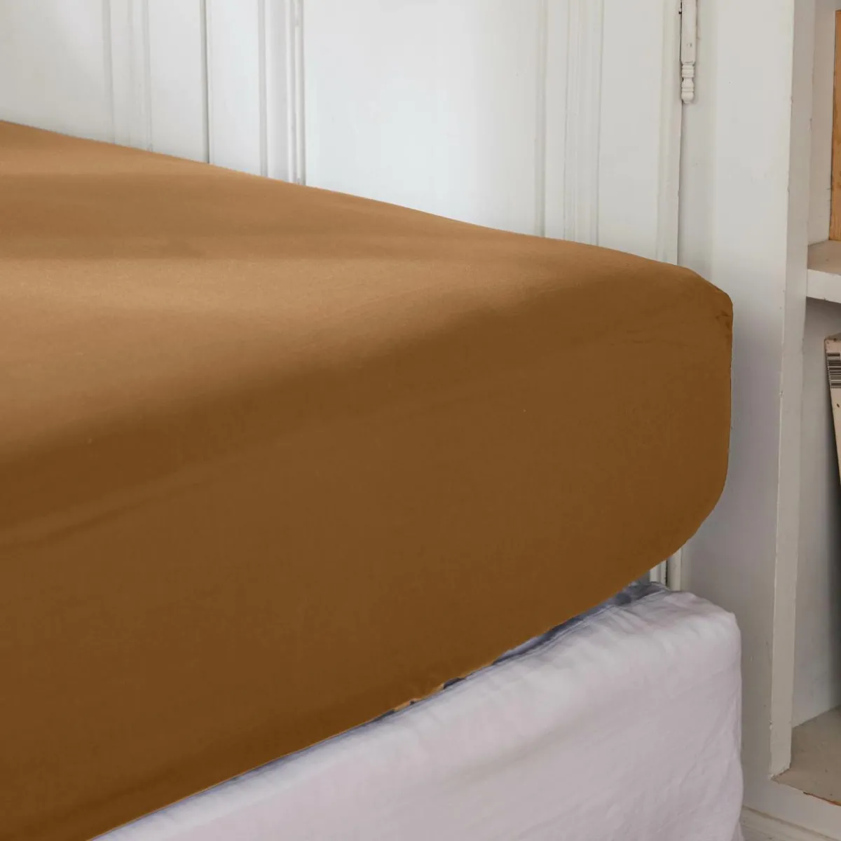 EMINZA Drap housse percale de coton (200 x 200 cm) Cali Camel Online