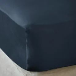 EMINZA Drap housse satin de bambou (140 x 190 cm) Sienna Bleu nuit Outlet