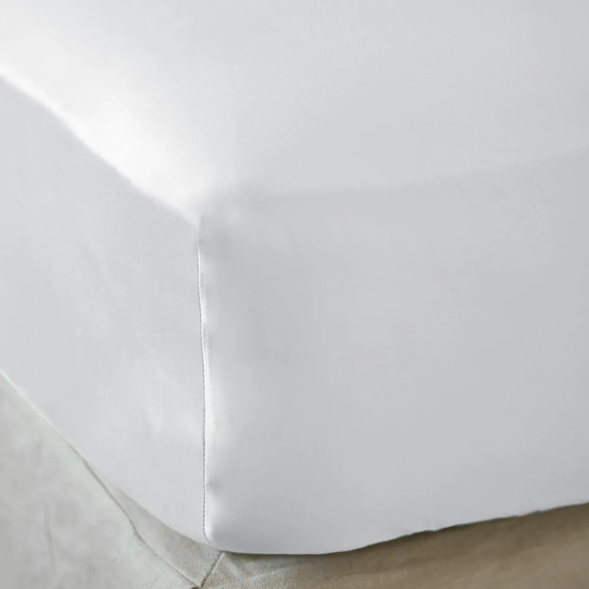EMINZA Drap housse satin de bambou (180 x 200 cm) Sienna chantilly Blanc Sale