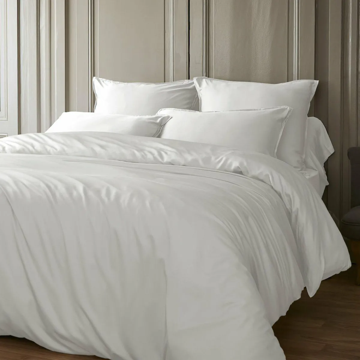 EMINZA Drap housse satin de bambou (140 x 190 cm) Sienna chantilly Blanc Best