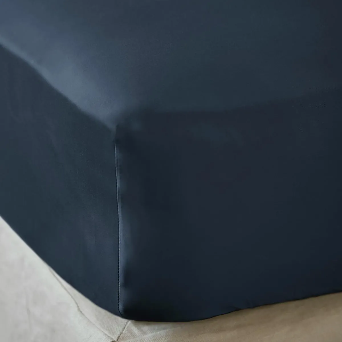 EMINZA Drap housse satin de bambou (90 x 190 cm) Sienna Bleu nuit Discount
