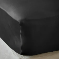 EMINZA Drap housse satin de bambou (160 x 200 cm) Sienna Noir Hot