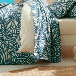TRADI LINGE Drap plat coton lavé (280 x 310 cm) Serena Bleu Outlet