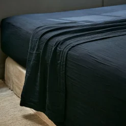 EMINZA Drap plat gaze de coton (240 x 300 cm) Gaïa Bleu nuit New