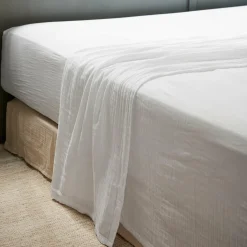 EMINZA Drap plat gaze de coton (270 x 300 cm) Gaïa chantilly Blanc Online
