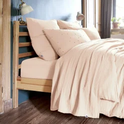 EMINZA Drap plat gaze de coton (270 x 300 cm) Gaïa Rose poudré New