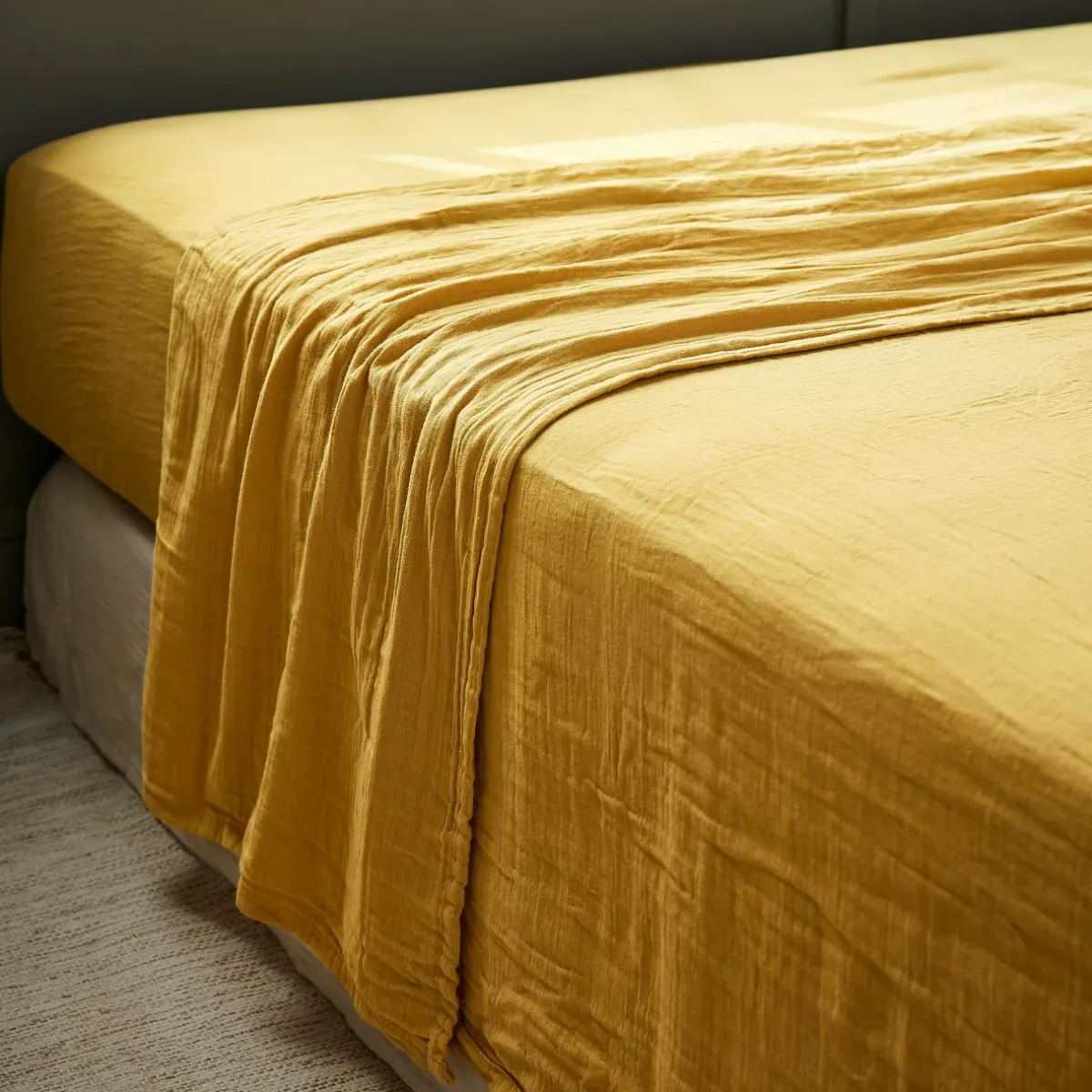 EMINZA Drap plat gaze de coton (270 x 300 cm) Gaïa Jaune safran Online