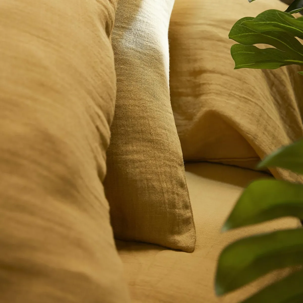 EMINZA Drap plat gaze de coton (270 x 300 cm) Gaïa Jaune safran Online