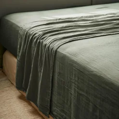 EMINZA Drap plat gaze de coton (270 x 300 cm) Gaïa Vert romarin Outlet