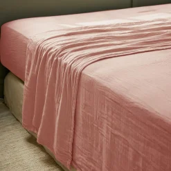 EMINZA Drap plat gaze de coton (270 x 300 cm) Gaïa Rose Pêche Best