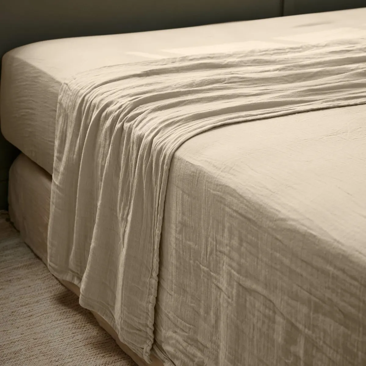 EMINZA Drap plat gaze de coton (270 x 300 cm) Gaïa Ficelle