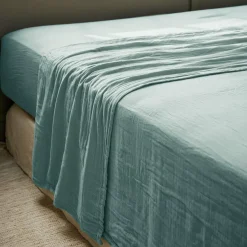 EMINZA Drap plat gaze de coton (270 x 300 cm) Gaïa Bleu canard New