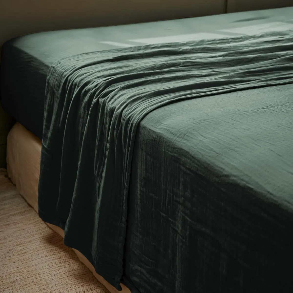 EMINZA Drap plat gaze de coton (240 x 300 cm) Gaïa Vert sapin Online