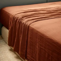 EMINZA Drap plat gaze de coton (270 x 300 cm) Gaïa Terracotta