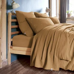 EMINZA Drap plat gaze de coton (270 x 300 cm) Gaïa Camel Sale