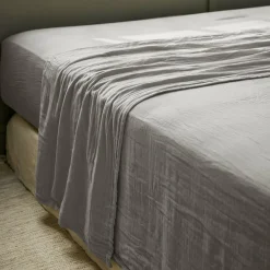 EMINZA Drap plat gaze de coton (270 x 300 cm) Gaïa Gris granit Gris foncé Clearance