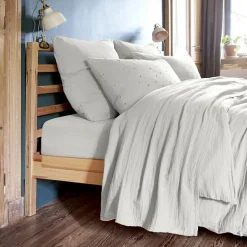 EMINZA Drap plat gaze de coton (240 x 300 cm) Gaïa Gris nuage Gris clair Sale