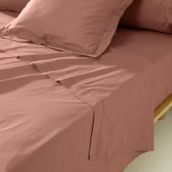 EMINZA Drap plat percale de coton (180 x 290 cm) Cali Bois de rose Rose clair Best