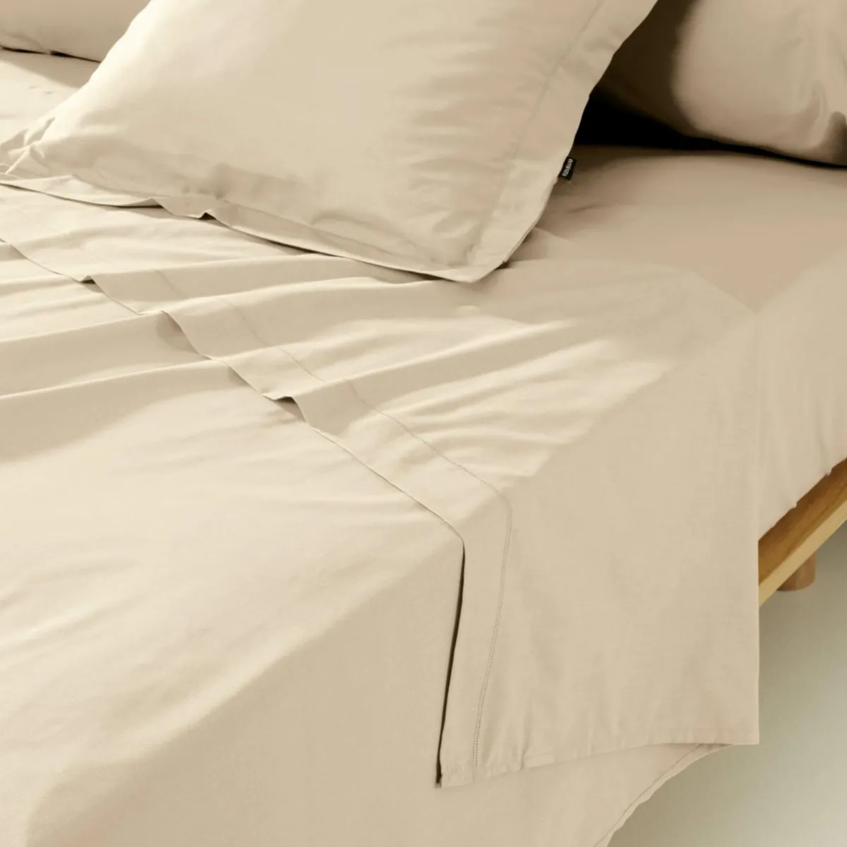 EMINZA Drap plat percale de coton (270 x 300 cm) Cali Beige New