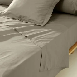 EMINZA Drap plat percale de coton (240 x 300 cm) Cali Taupe Online