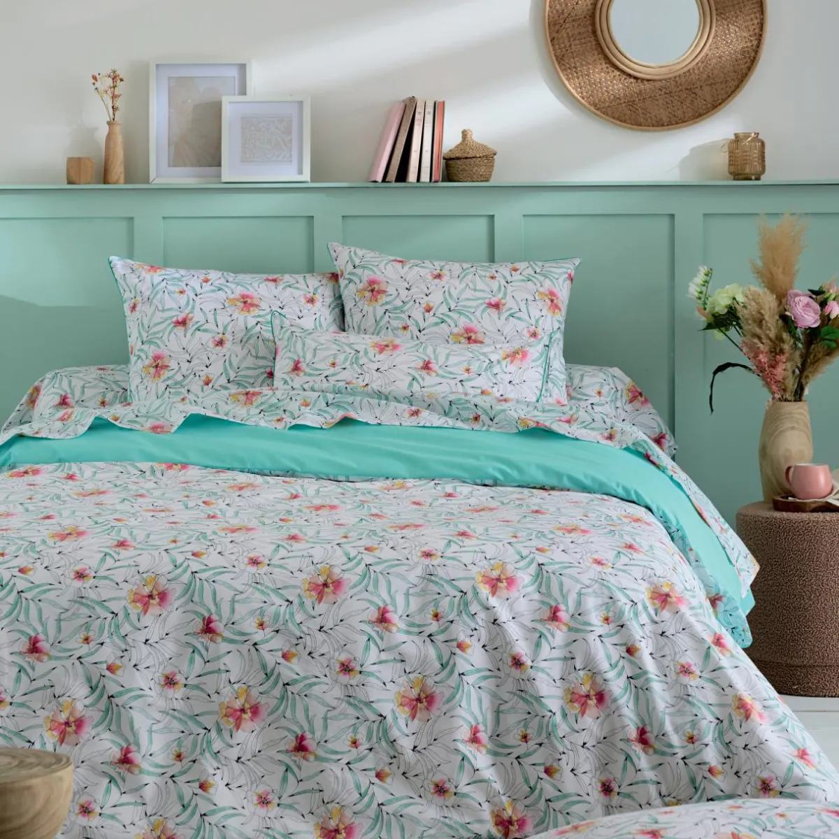 TRADI LINGE Drap plat percale de coton (240 x 310 cm) Roxane Multicolore Best