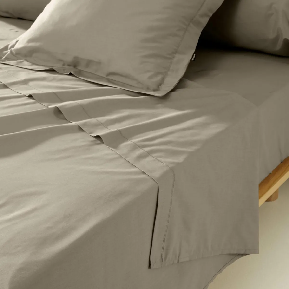 EMINZA Drap plat percale de coton (270 x 300 cm) Cali Taupe Hot