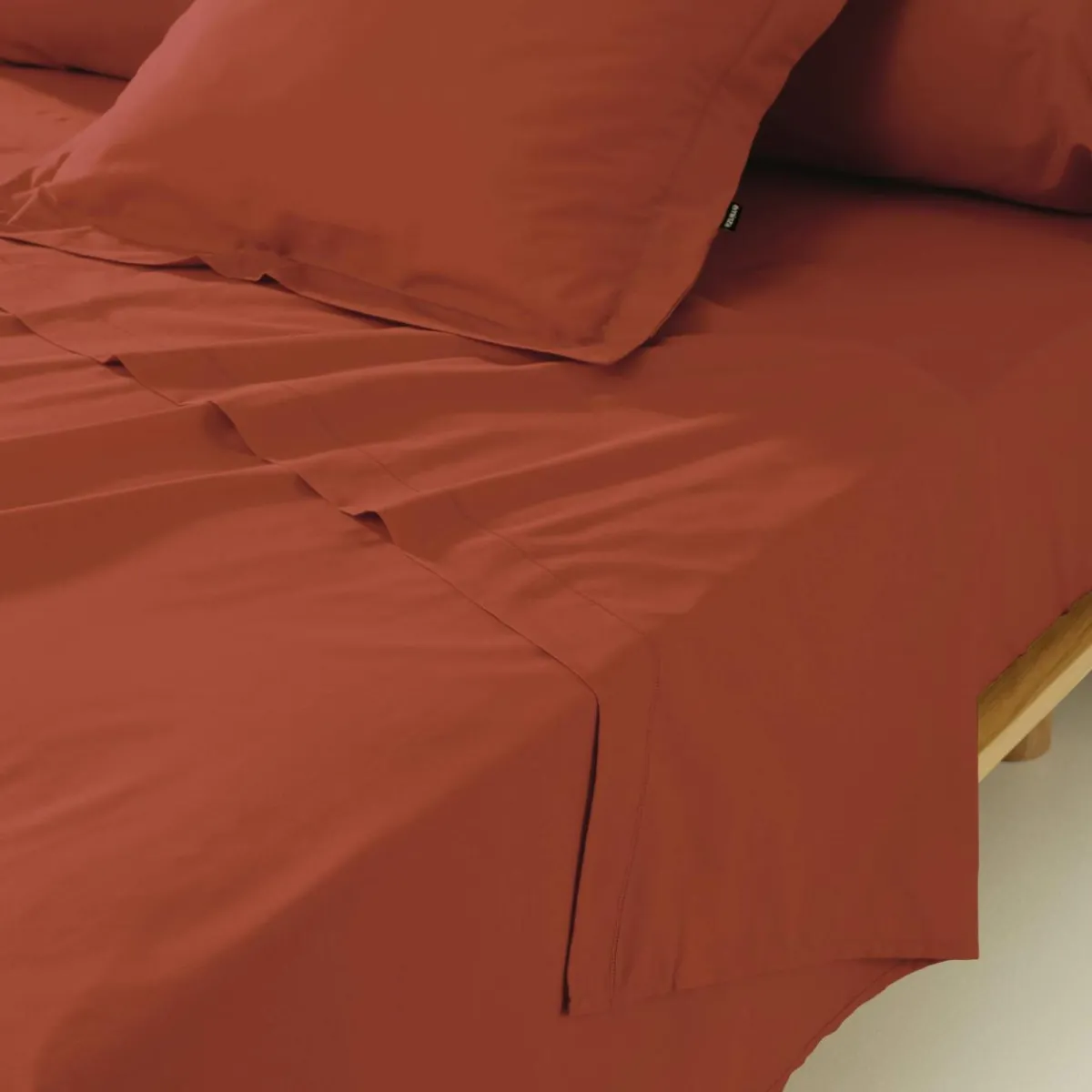 EMINZA Drap plat percale de coton (180 x 290 cm) Cali Terracotta Discount