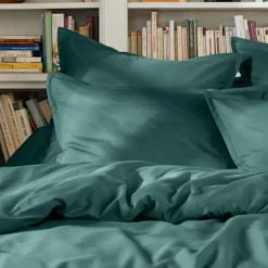 EMINZA Drap plat percale de coton (240 x 300 cm) Cali Bleu canard Discount