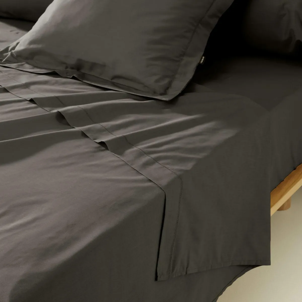 EMINZA Drap plat percale de coton (270 x 300 cm) Cali Gris Anthracite Sale