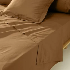 EMINZA Drap plat percale de coton (240 x 300 cm) Cali Camel Sale
