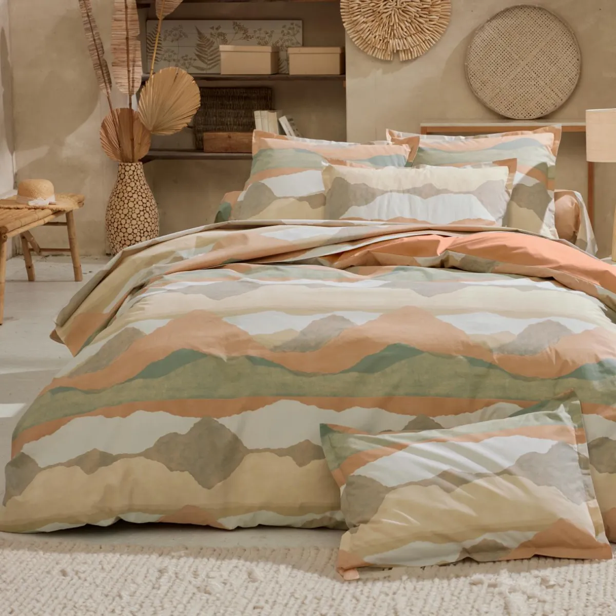 TRADI LINGE Drap plat percale de coton (240 x 310 cm) Land Craie Beige Best