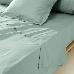 EMINZA Drap plat percale de coton (240 x 300 cm) Cali Vert Eucalyptus Online