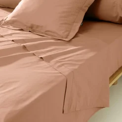 EMINZA Drap plat percale de coton (270 x 300 cm) Cali Rose Pêche Online