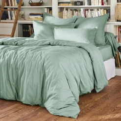 EMINZA Drap plat percale de coton (270 x 300 cm) Cali Vert Eucalyptus Hot