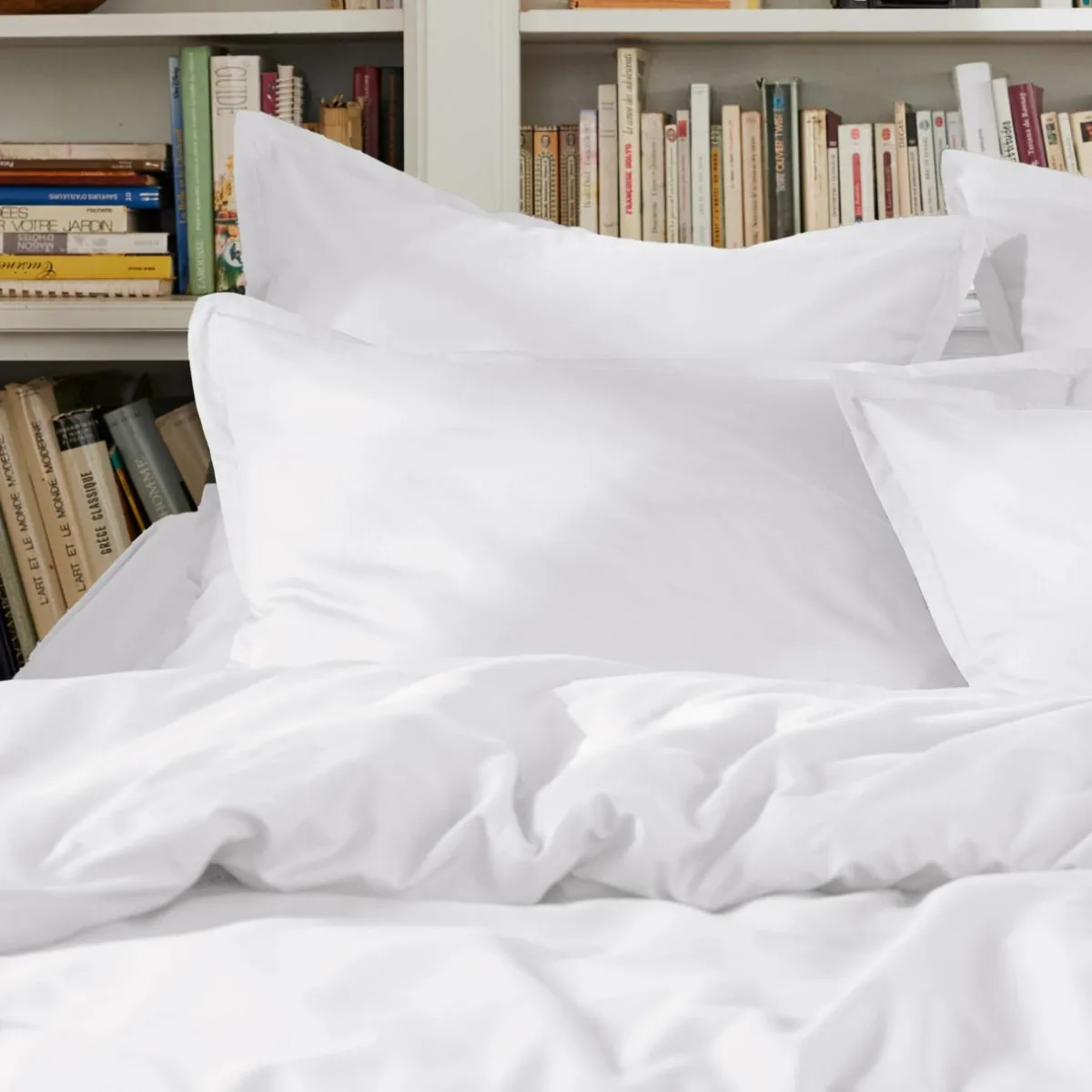 EMINZA Drap plat percale de coton (270 x 300 cm) Cali Blanc Clearance