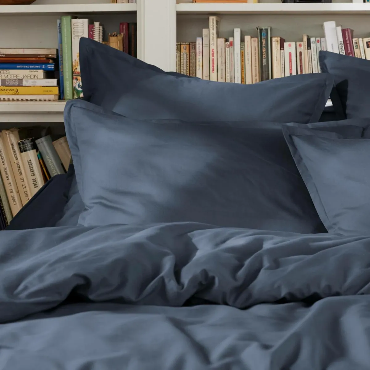 EMINZA Drap plat percale de coton (270 x 300 cm) Cali Bleu marine New