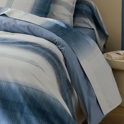 TRADI LINGE Drap plat percale de coton (280 x 325 cm) Esteban Bleu Hot