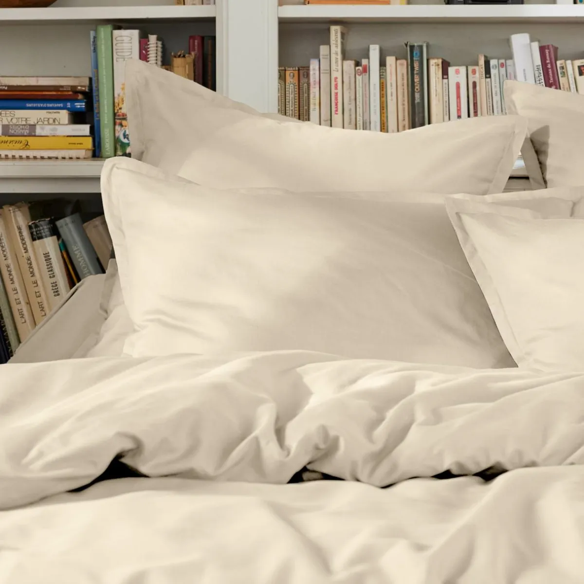 EMINZA Drap plat percale de coton (180 x 290 cm) Cali Beige