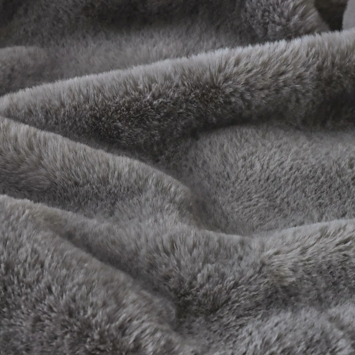 EMINZA Édredon fausse fourrure (90 x 220 cm) Finn Gris Anthracite New