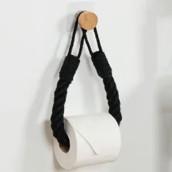 TENDANCE Dérouleur de papier - porte serviette adhésif Easy Chic Corde Noir Sale