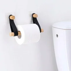 TENDANCE Dérouleur de papier toilette adhésif easy Chic simili cuir Noir Hot