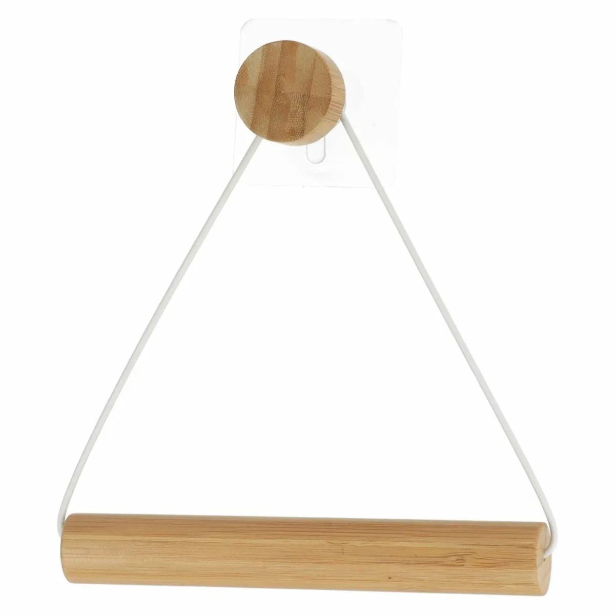 TENDANCE Dérouleur de papier toilette adhésif métal et bambou Easy Chic Blanc Hot