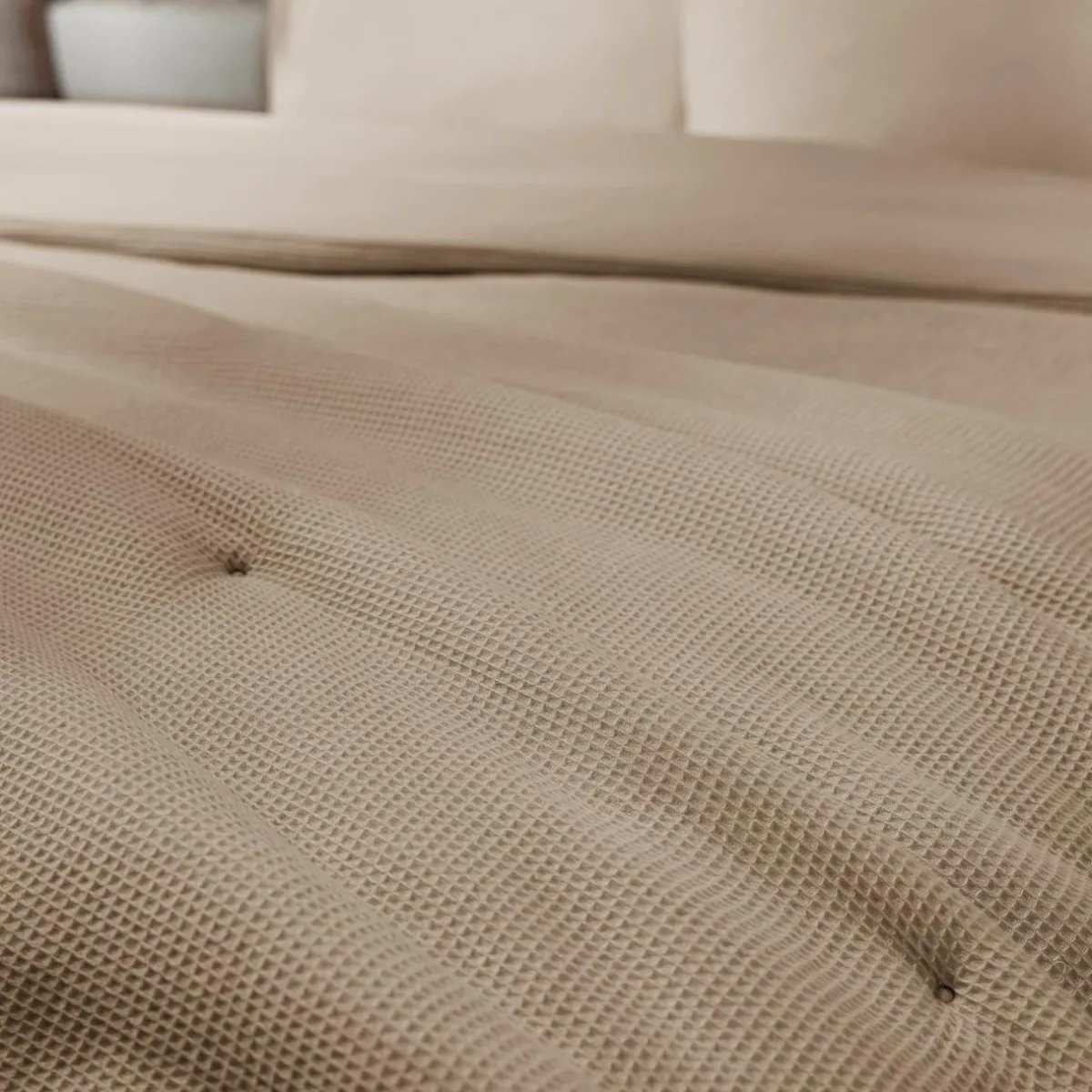 EMINZA Edredon coton nid d'abeille (90 x 220 cm) Eva Ficelle